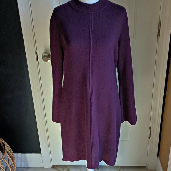 BANANA REPUBLIC PLUM CREW NECK SWEATER DRESS - Picture 1 of 6